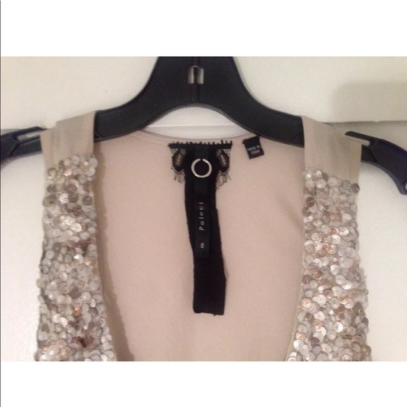 Poleci Copper Sequin Front Sheer Back Tank Top - Picture 5 of 6